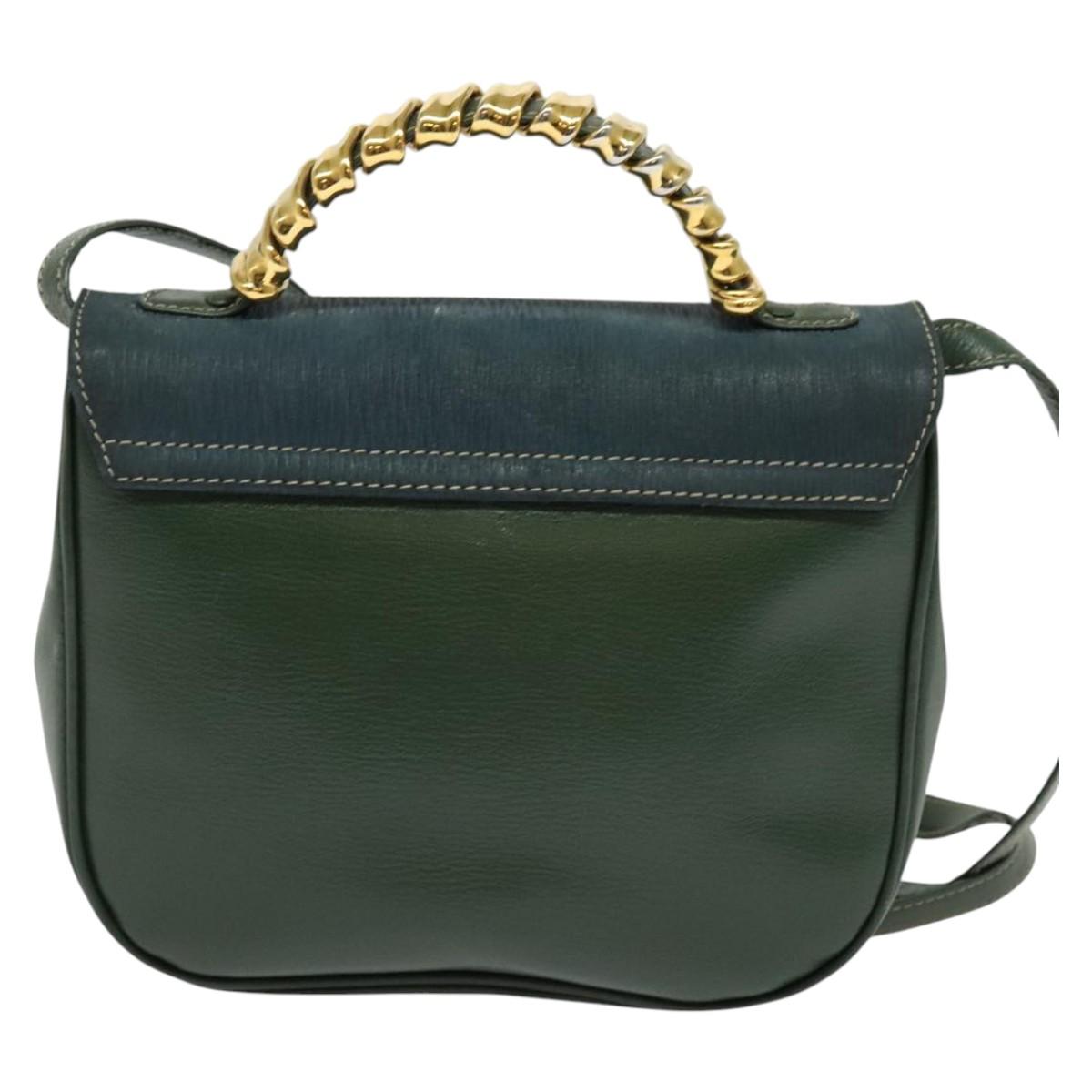 LOEWE Velazquez Hand Bag Leather 2way Green Gold Auth ep10716 | eBay