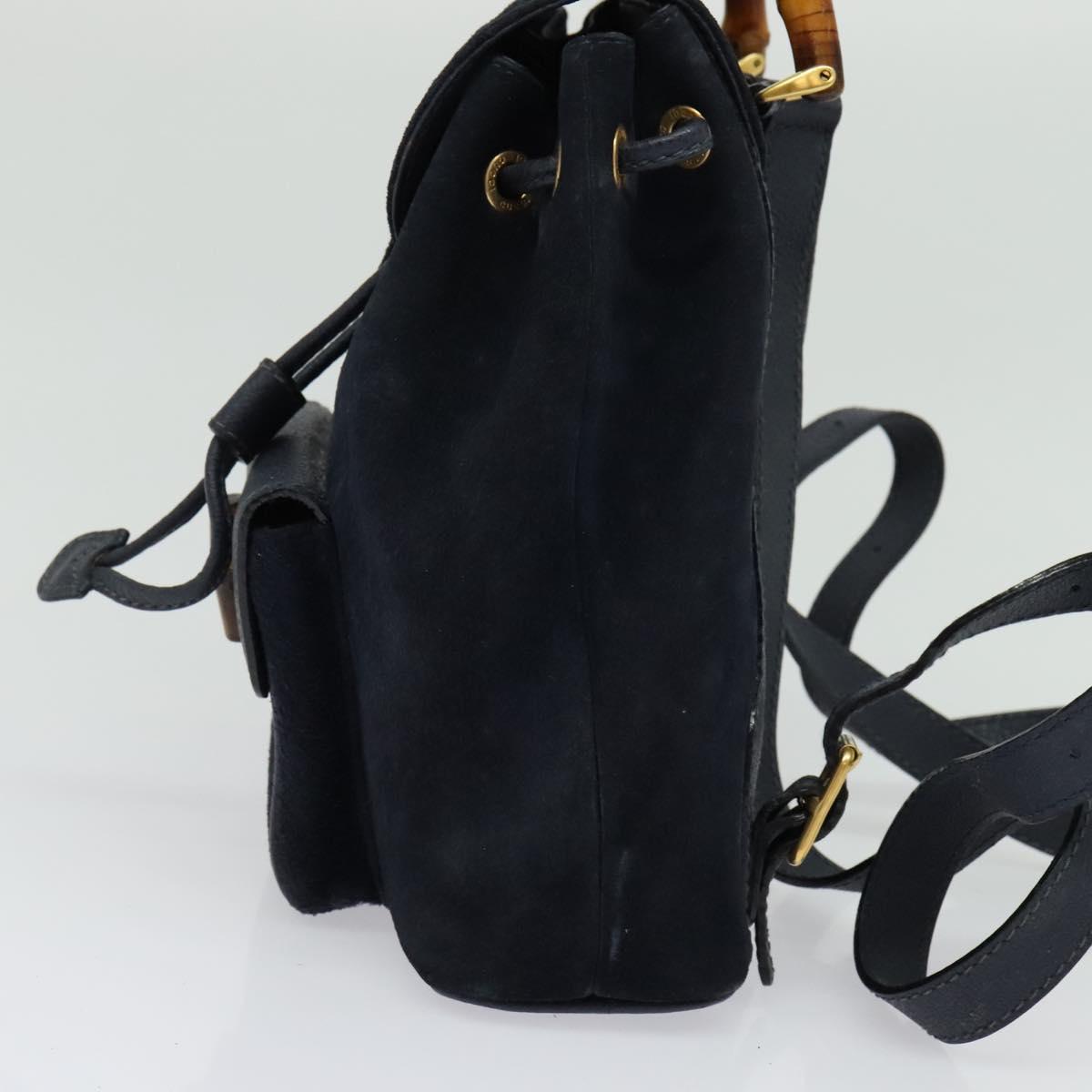 GUCCI Bamboo Backpack Suede Navy Gold 003 2034 0030 Auth  display picture 3