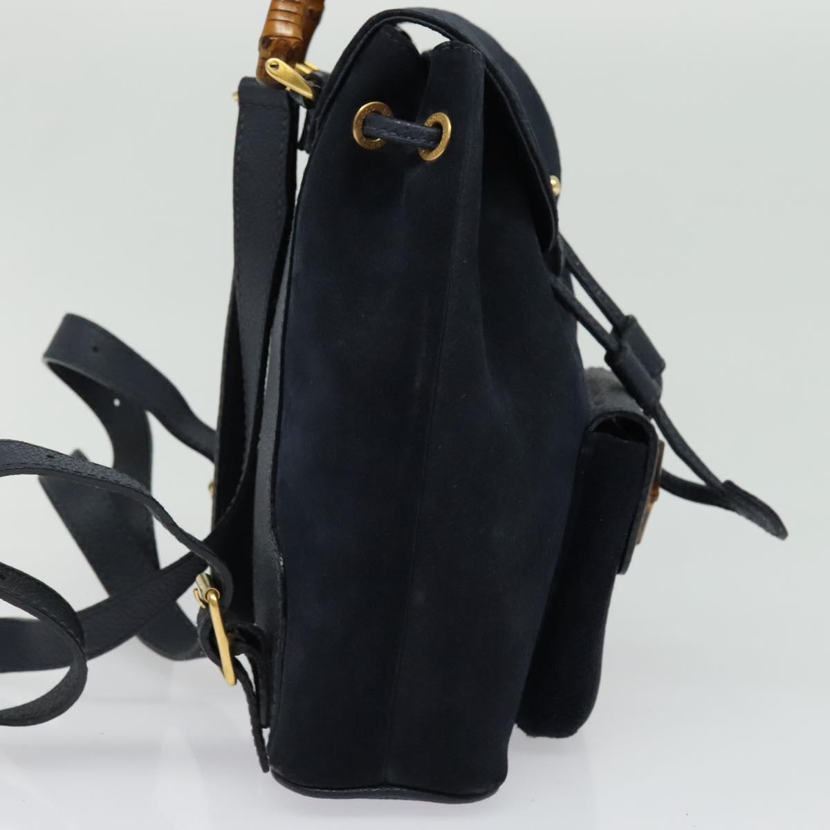 GUCCI Bamboo Backpack Suede Navy Gold 003 2034 0030 Auth  display picture 1