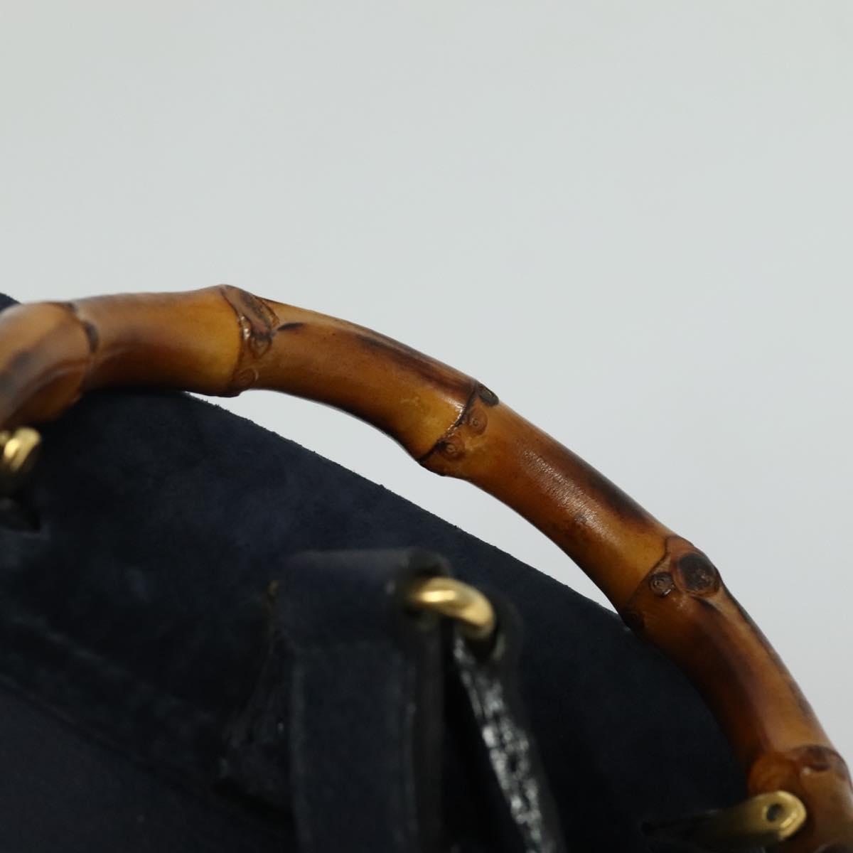 GUCCI Bamboo Backpack Suede Navy Gold 003 2034 0030 Auth 