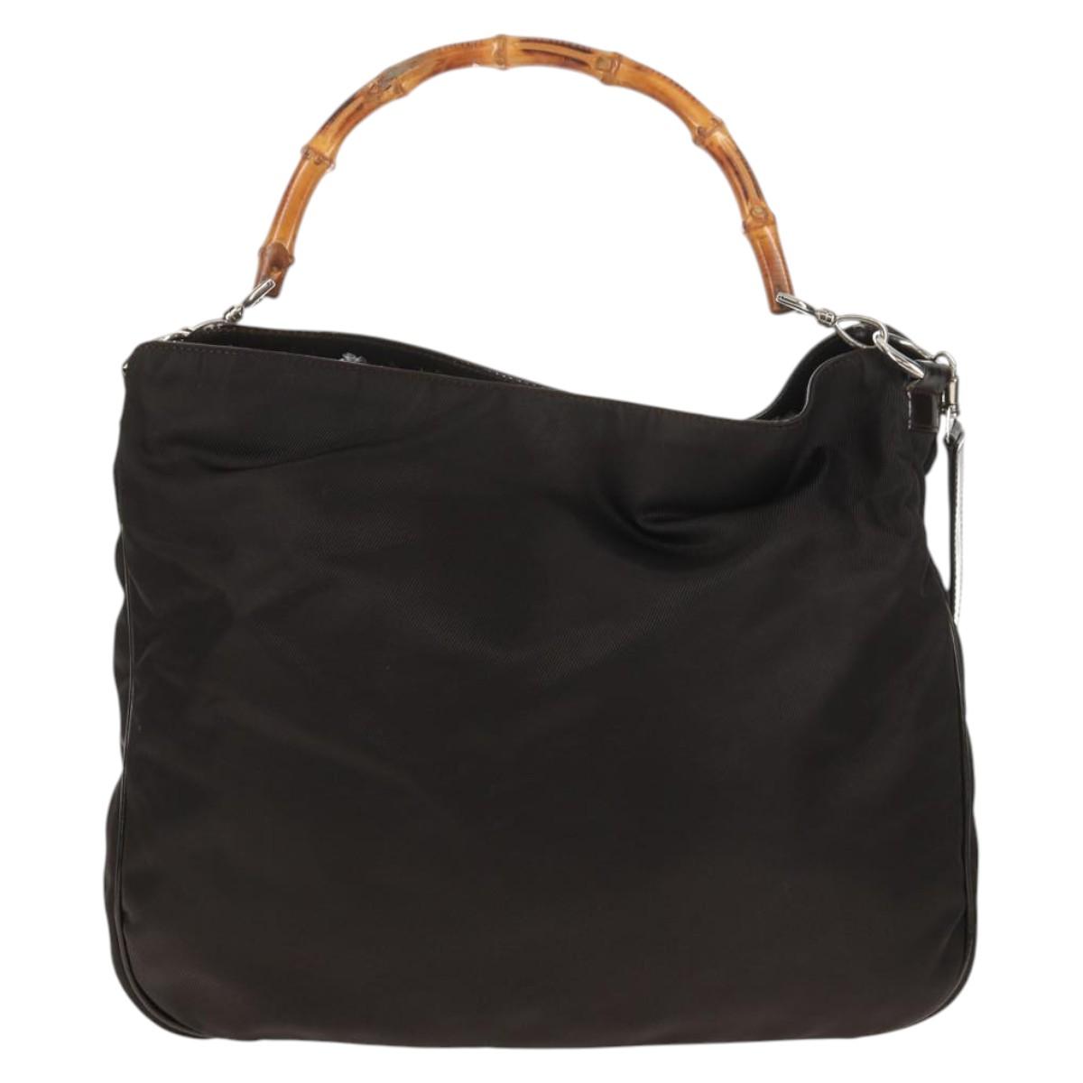 GUCCI Bamboo Hand Bag Nylon 2way Brown Auth ep11084 | eBay