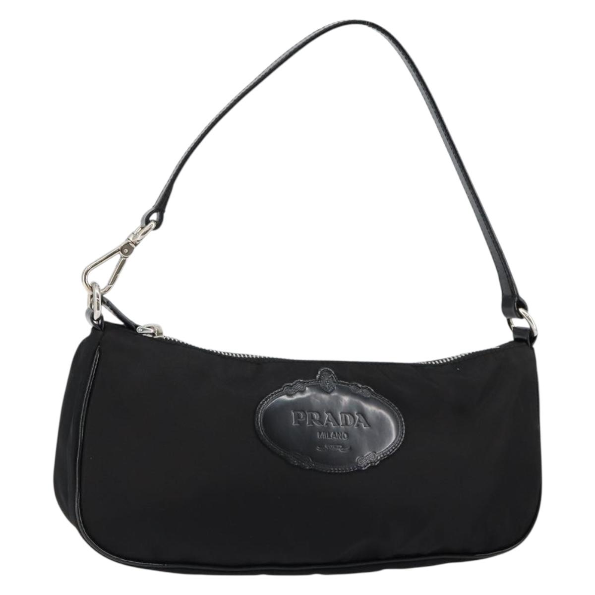 PRADA Accessory Pouch Nylon Black Silver Auth ep11271 | eBay
