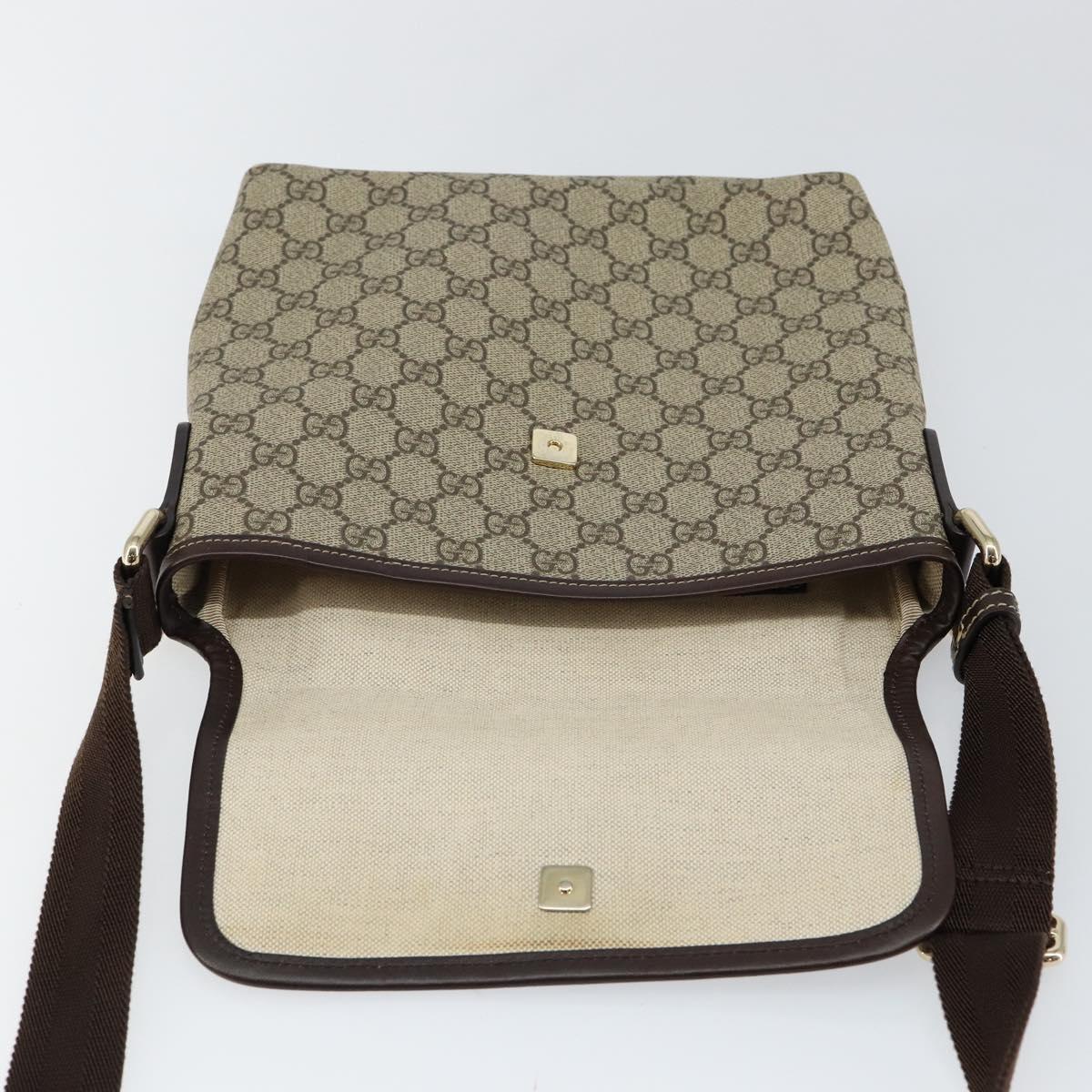 GUCCI GG Supreme Shoulder Bag PVC Leather Beige 223666 Auth