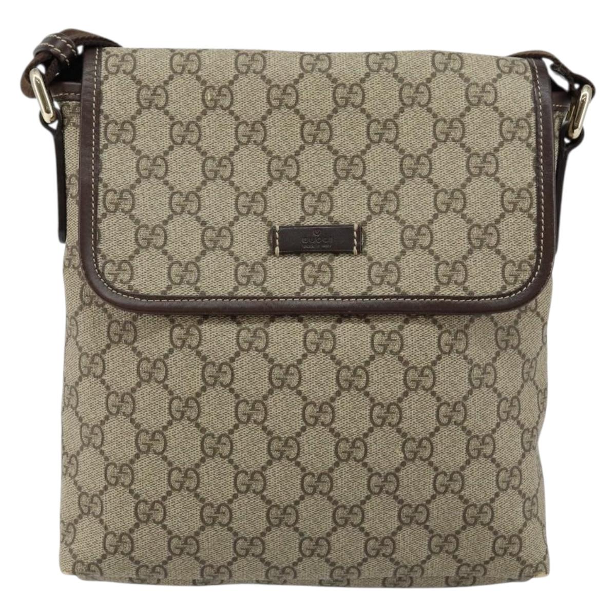 GUCCI GG Supreme Shoulder Bag PVC Leather Beige 223666 Auth