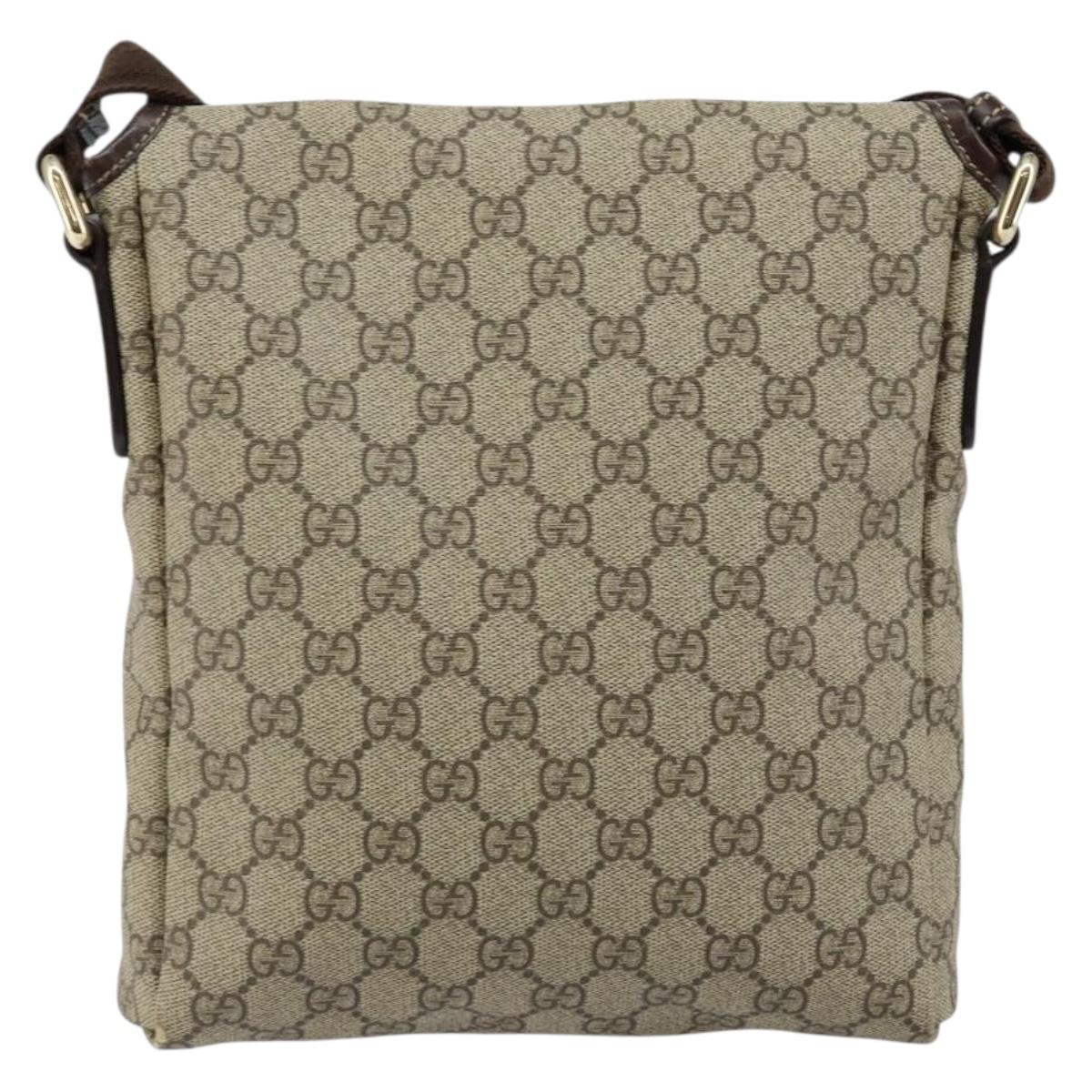 GUCCI GG Supreme Shoulder Bag PVC Leather Beige 223666 Auth