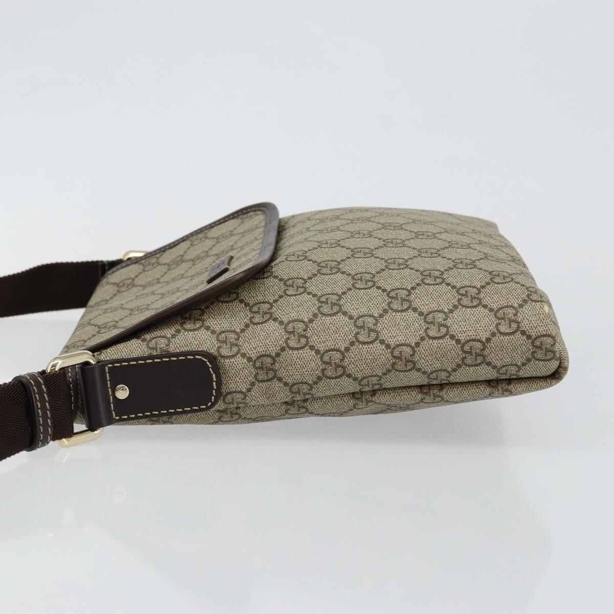 GUCCI GG Supreme Shoulder Bag PVC Leather Beige 223666 Auth