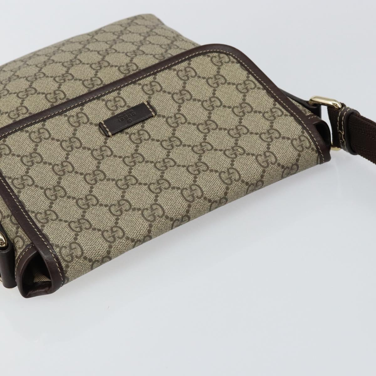 GUCCI GG Supreme Shoulder Bag PVC Leather Beige 223666 Auth