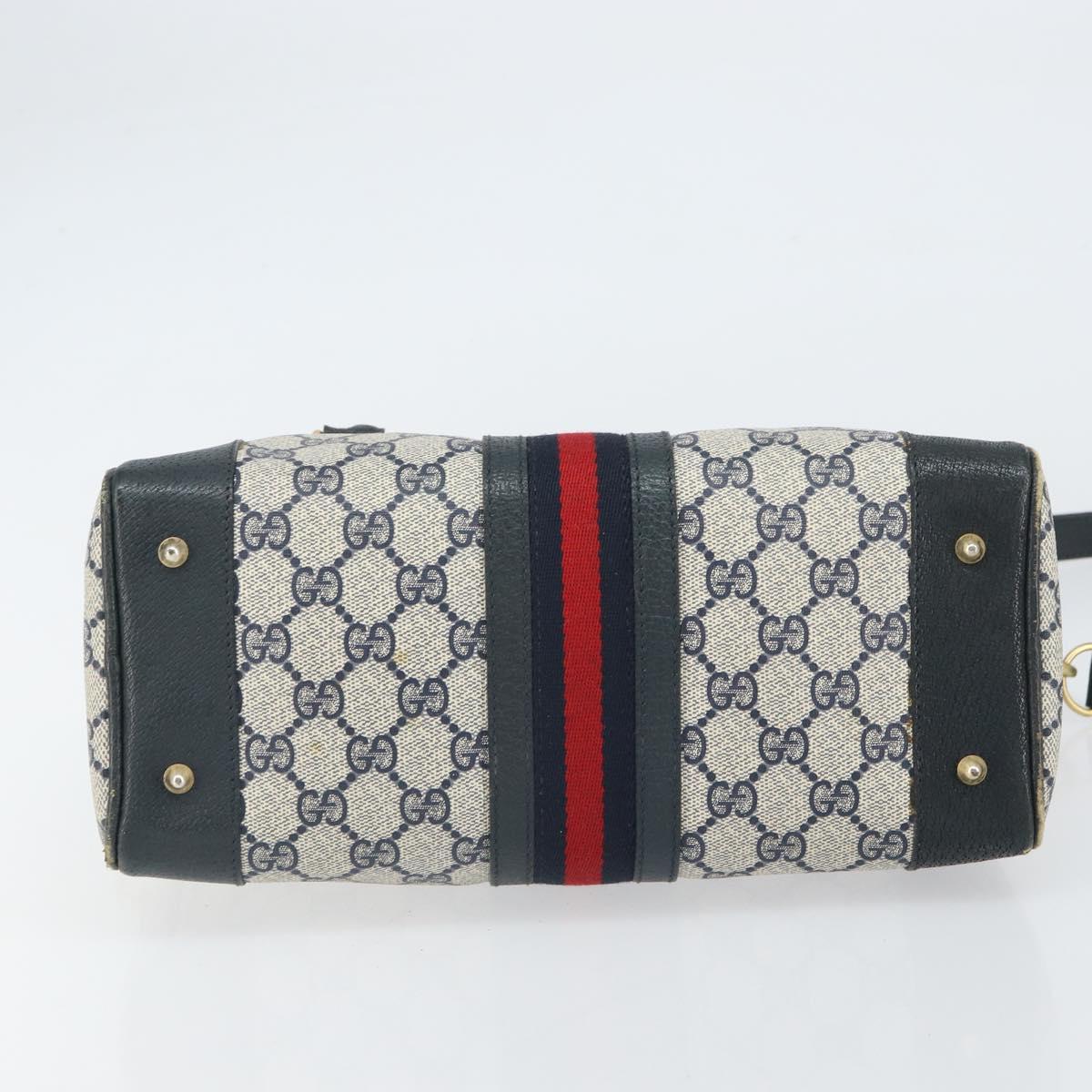GUCCI GG Supreme Sherry Line Bag PVC 2way Navy Red gold 002 39