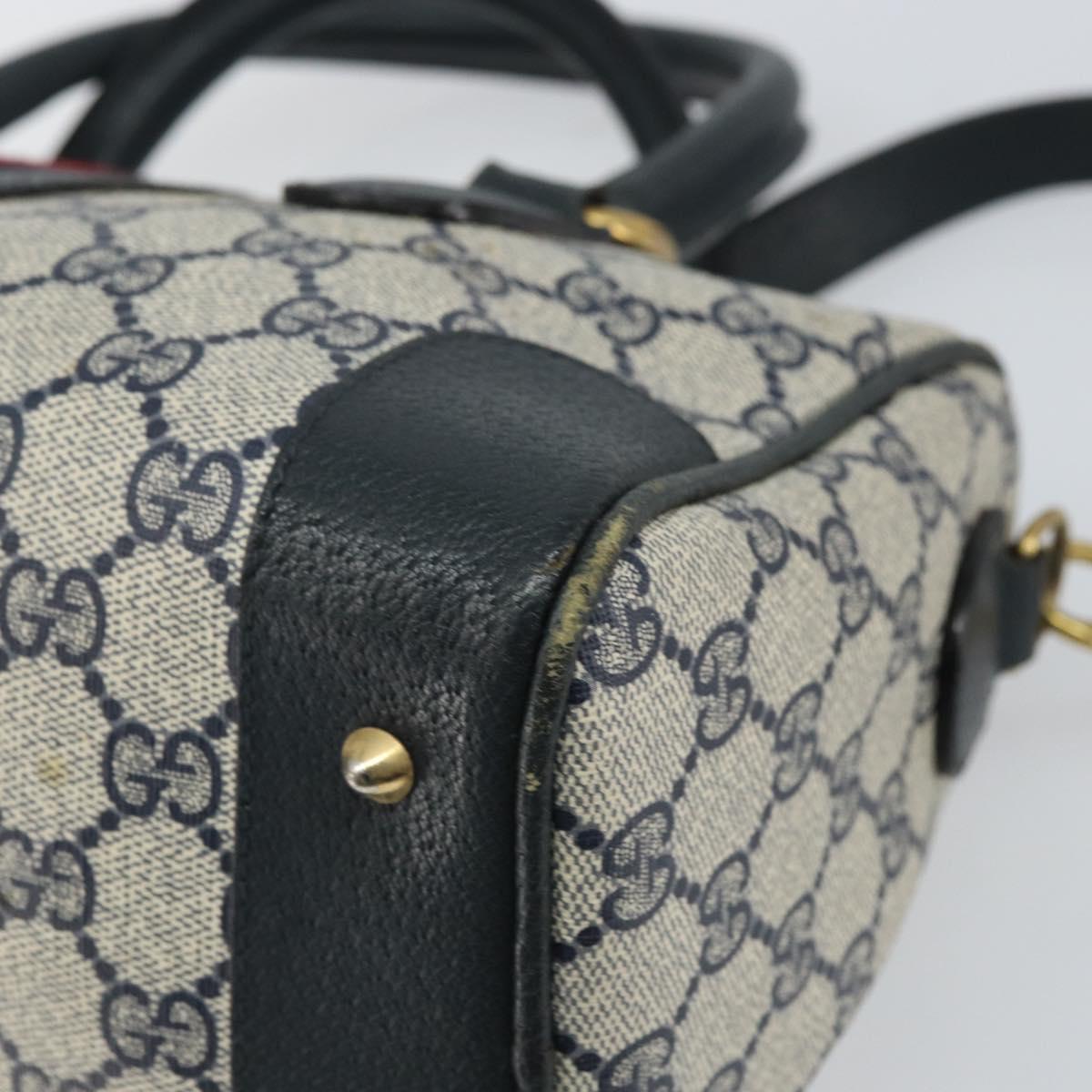 GUCCI GG Supreme Sherry Line Bag PVC 2way Navy Red gold 002 39