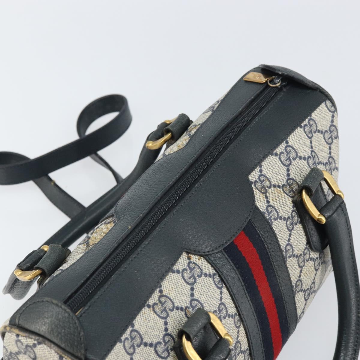GUCCI GG Supreme Sherry Line Bag PVC 2way Navy Red gold 002 39