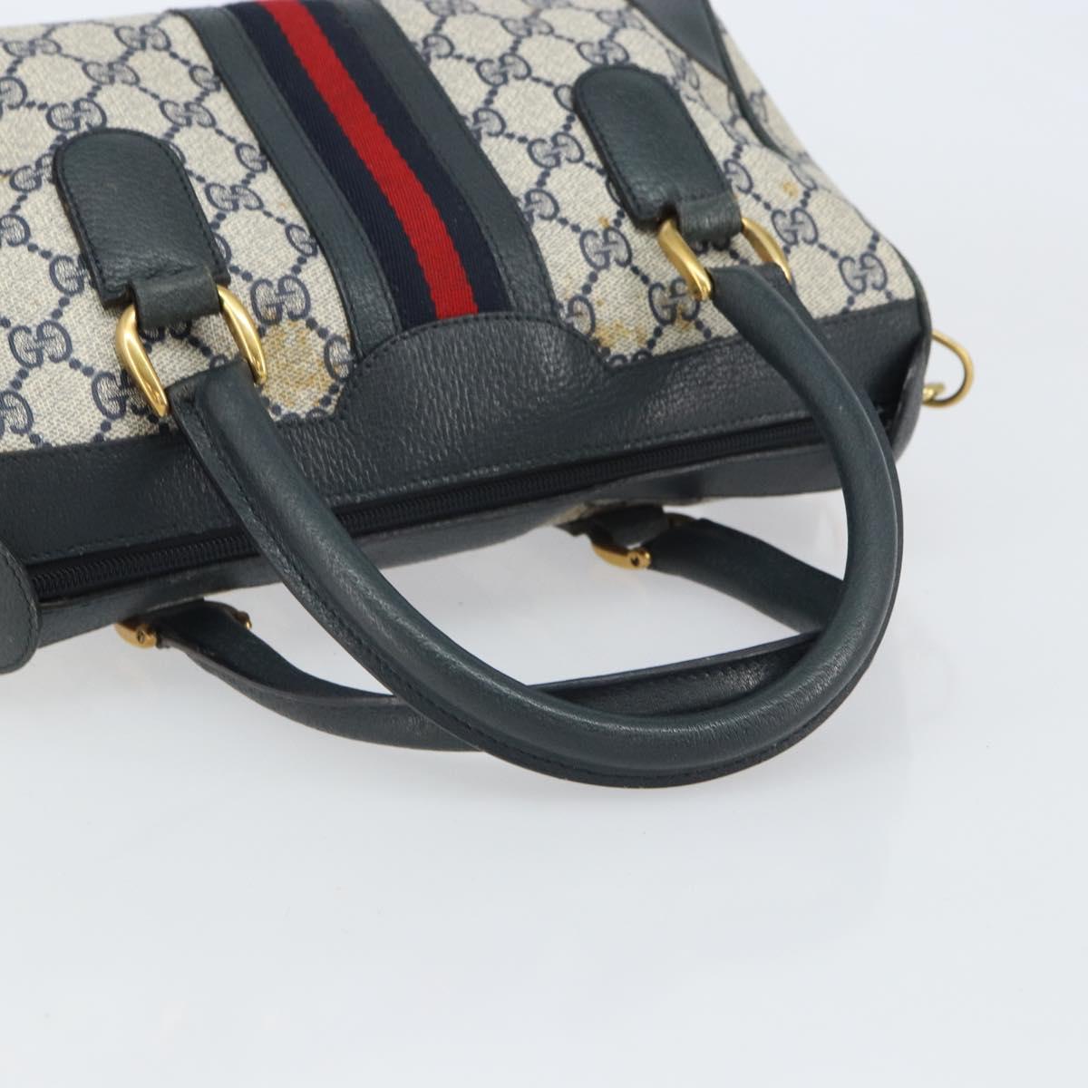 GUCCI GG Supreme Sherry Line Bag PVC 2way Navy Red gold 002 39