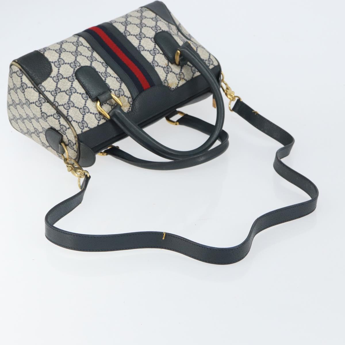 GUCCI GG Supreme Sherry Line Bag PVC 2way Navy Red gold 002 39