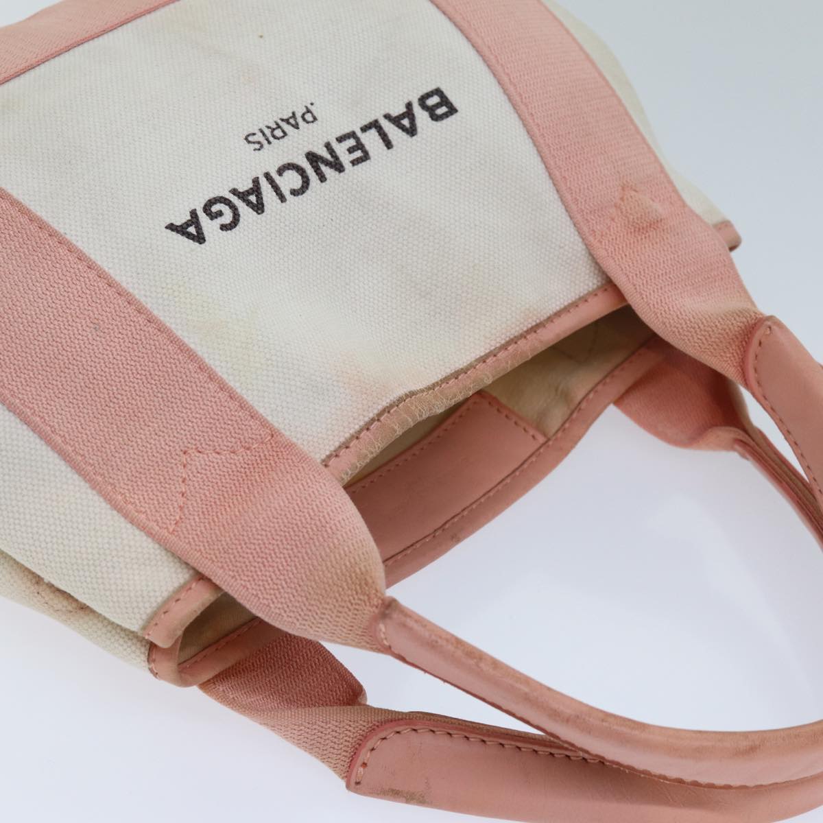 BALENCIAGA Navy Cabas XS Hand Bag Canvas Pink Auth ep4480 | eBay