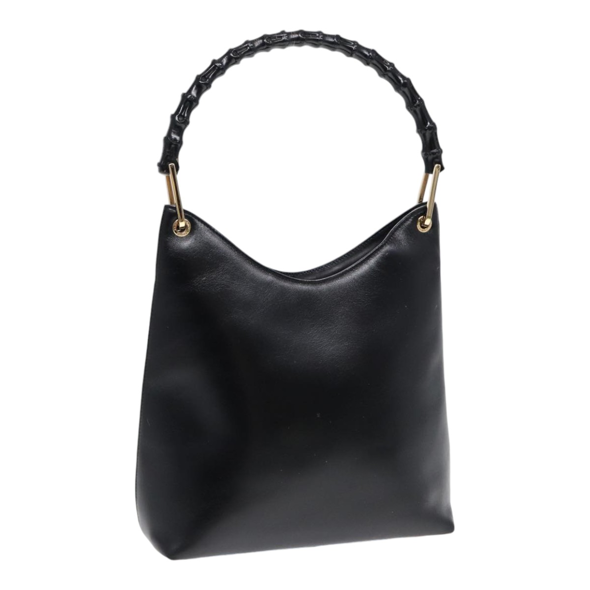 GUCCI Bamboo Handbag Ladies Black Silver 35cm wide 27.5cm