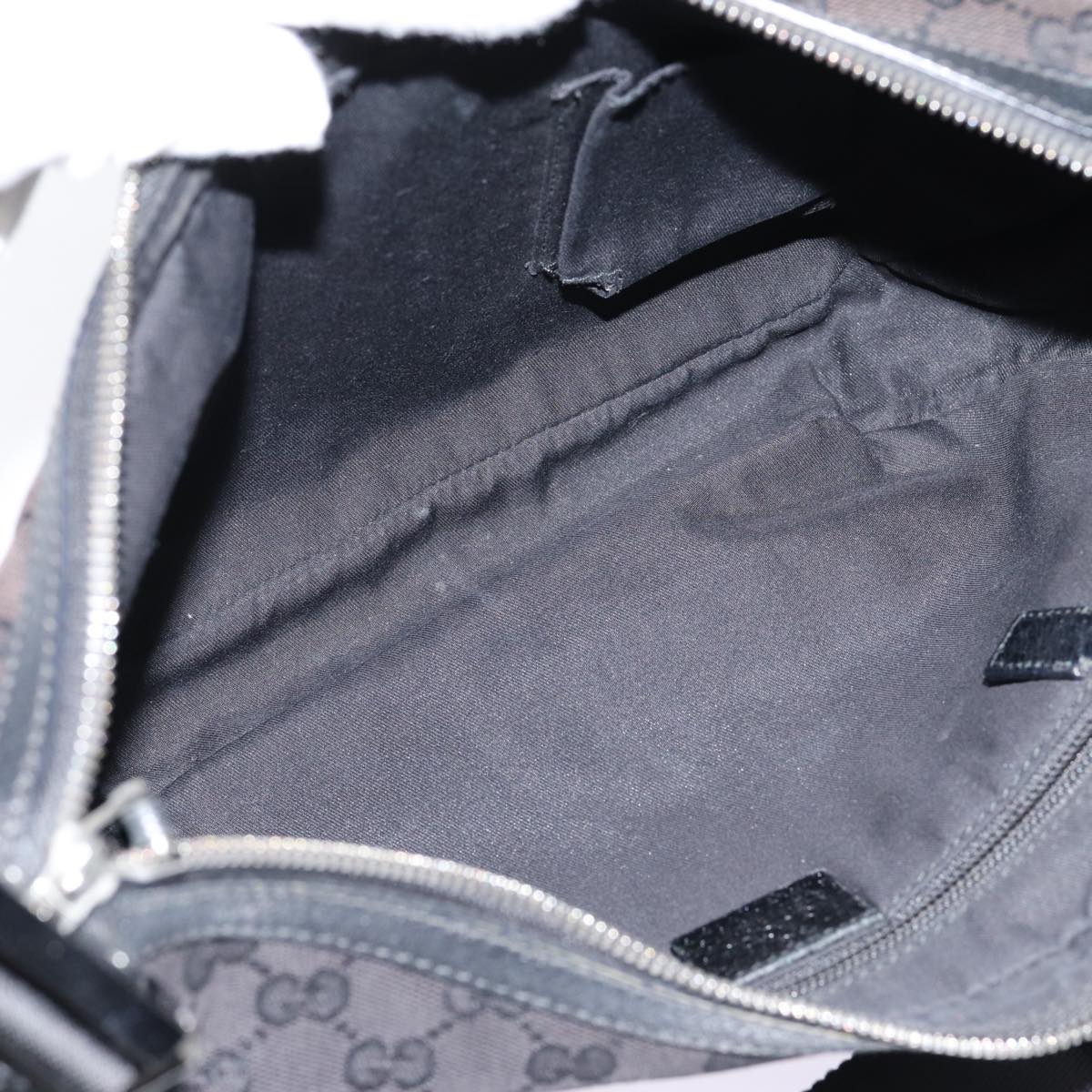 GUCCI GG Canvas Shoulder Bag Black Silver 122790 Auth ep5395