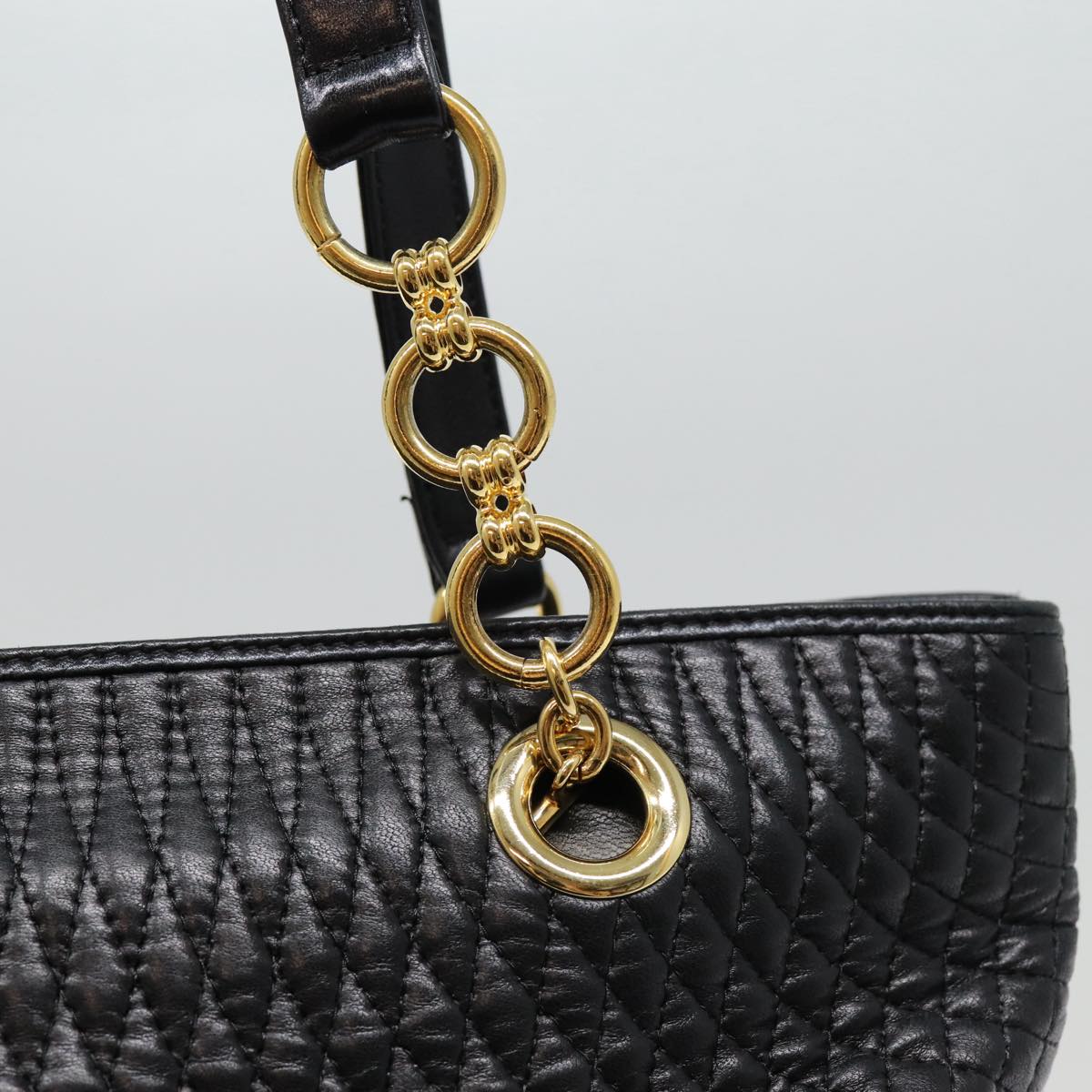 BALLY Tote Bag Leather Black Gold Auth ep5456 | eBay