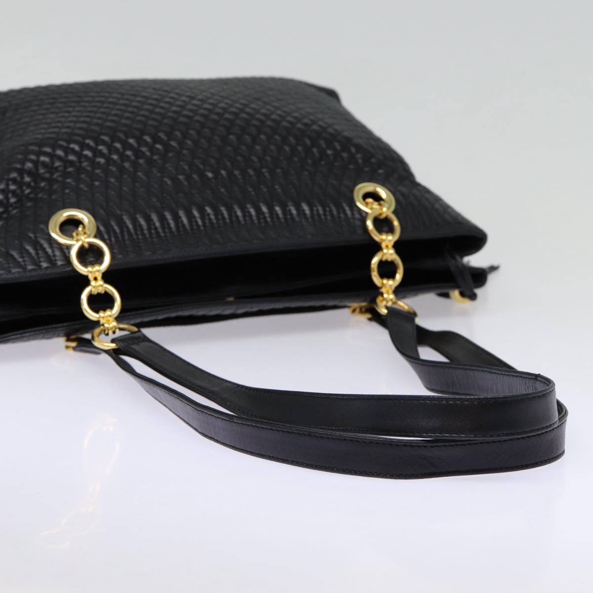 BALLY Tote Bag Leather Black Gold Auth ep5456 | eBay