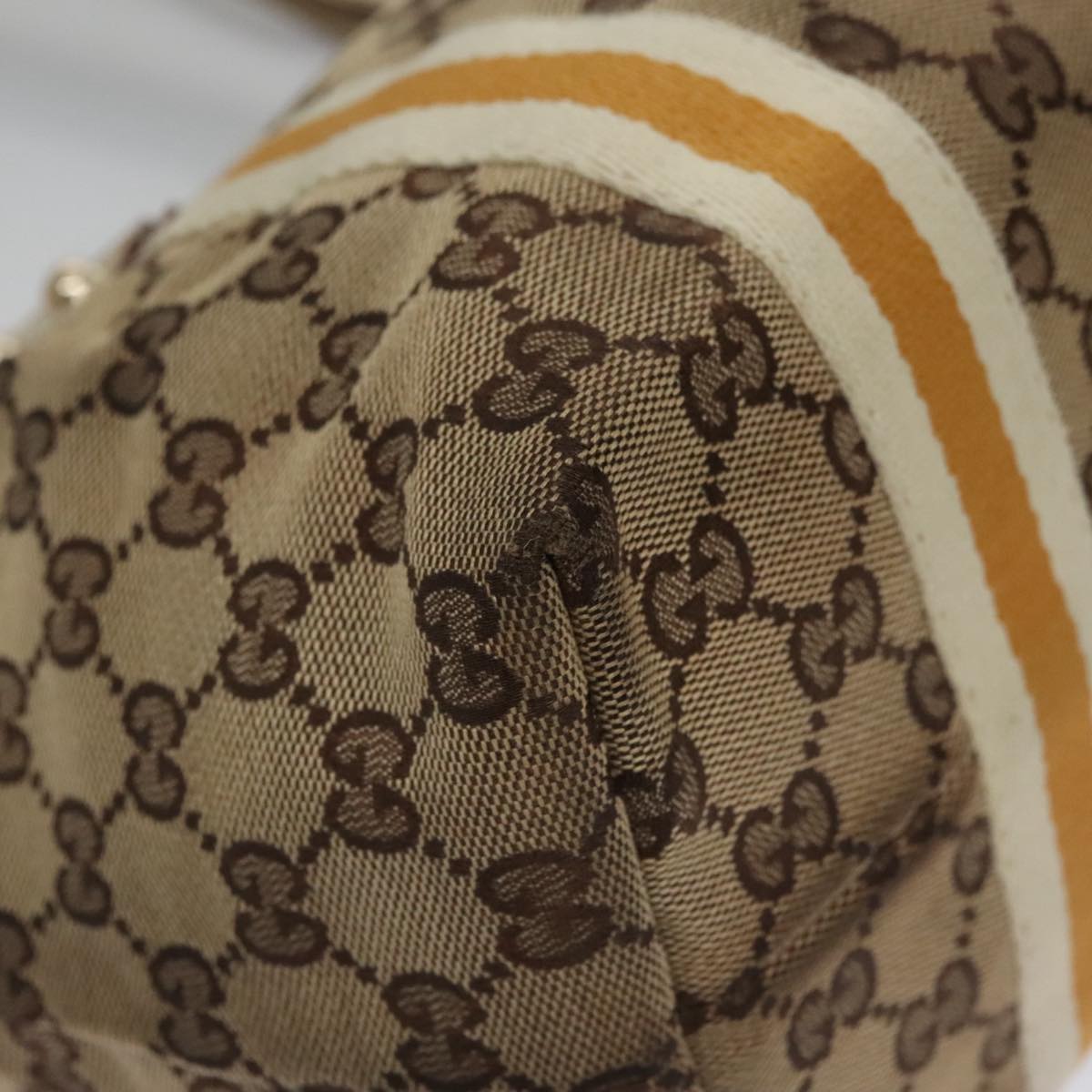 GUCCI Sherry Line GG Canvas Tote Bag Beige Yellow 137396