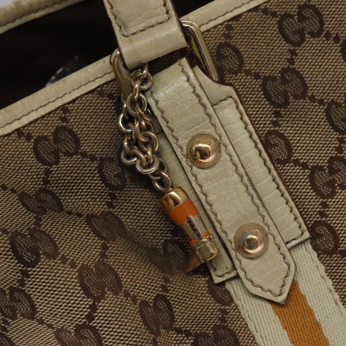 GUCCI Sherry Line GG Canvas Tote Bag Beige Yellow 137396