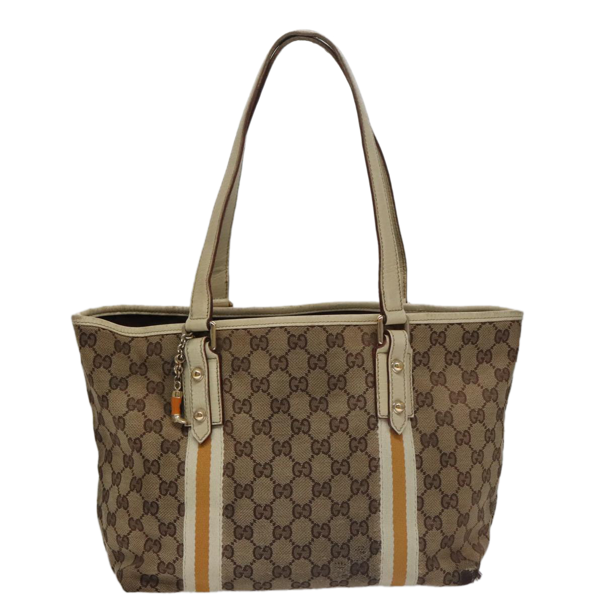 GUCCI Sherry Line GG Canvas Tote Bag Beige Yellow 137396