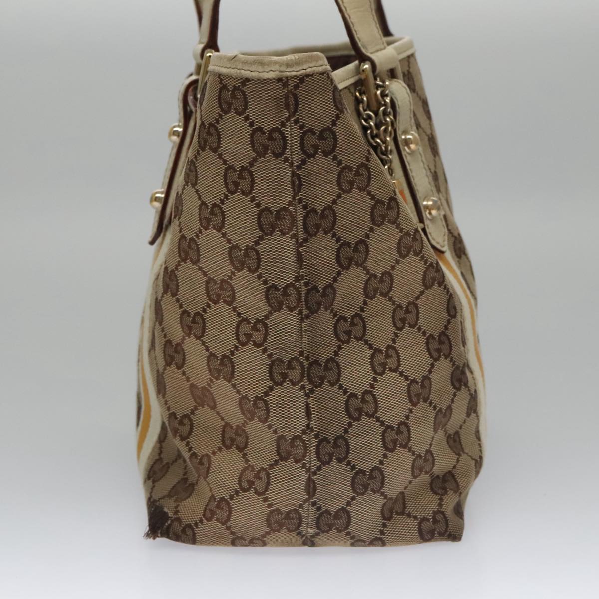 GUCCI Sherry Line GG Canvas Tote Bag Beige Yellow 137396