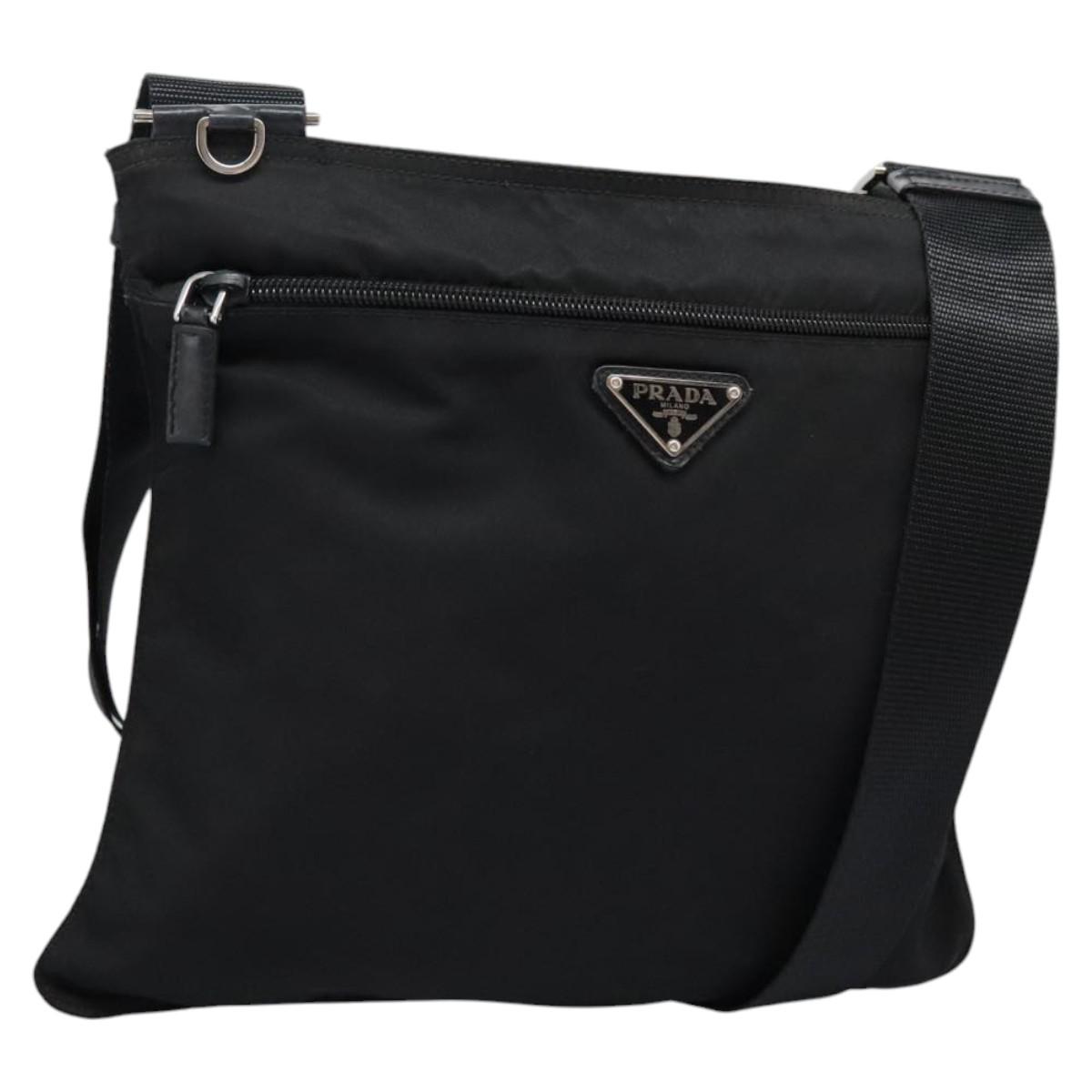 PRADA Shoulder Bag Nylon Black Silver Auth ep7456 | eBay