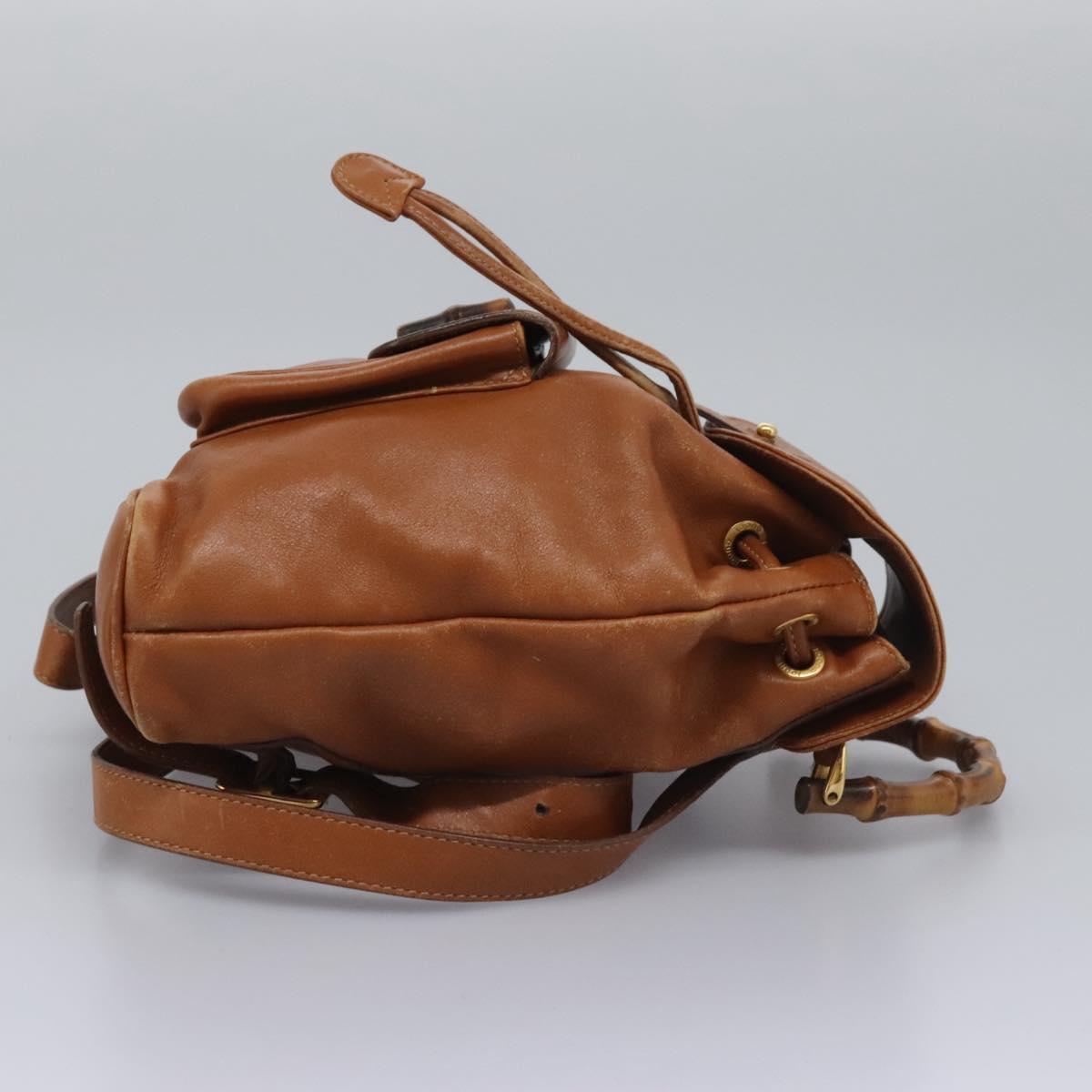 GUCCI Bamboo Backpack Leather Brown Gold 003 2058 0030 Auth  display picture 3