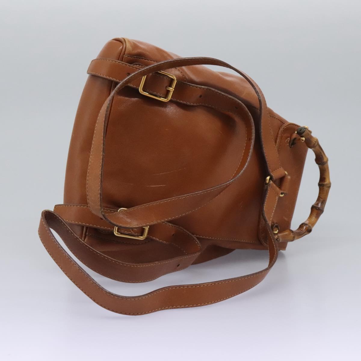 GUCCI Bamboo Backpack Leather Brown Gold 003 2058 0030 Auth  display picture 2