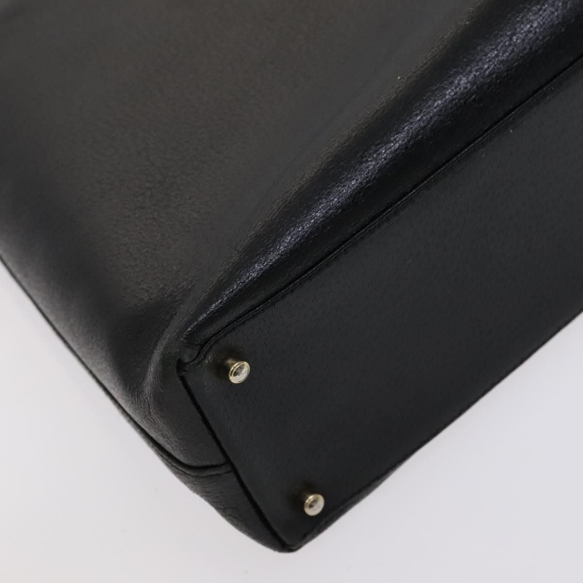GUCCI Bamboo Hand Bag Leather Black Gold 002 0505 Auth