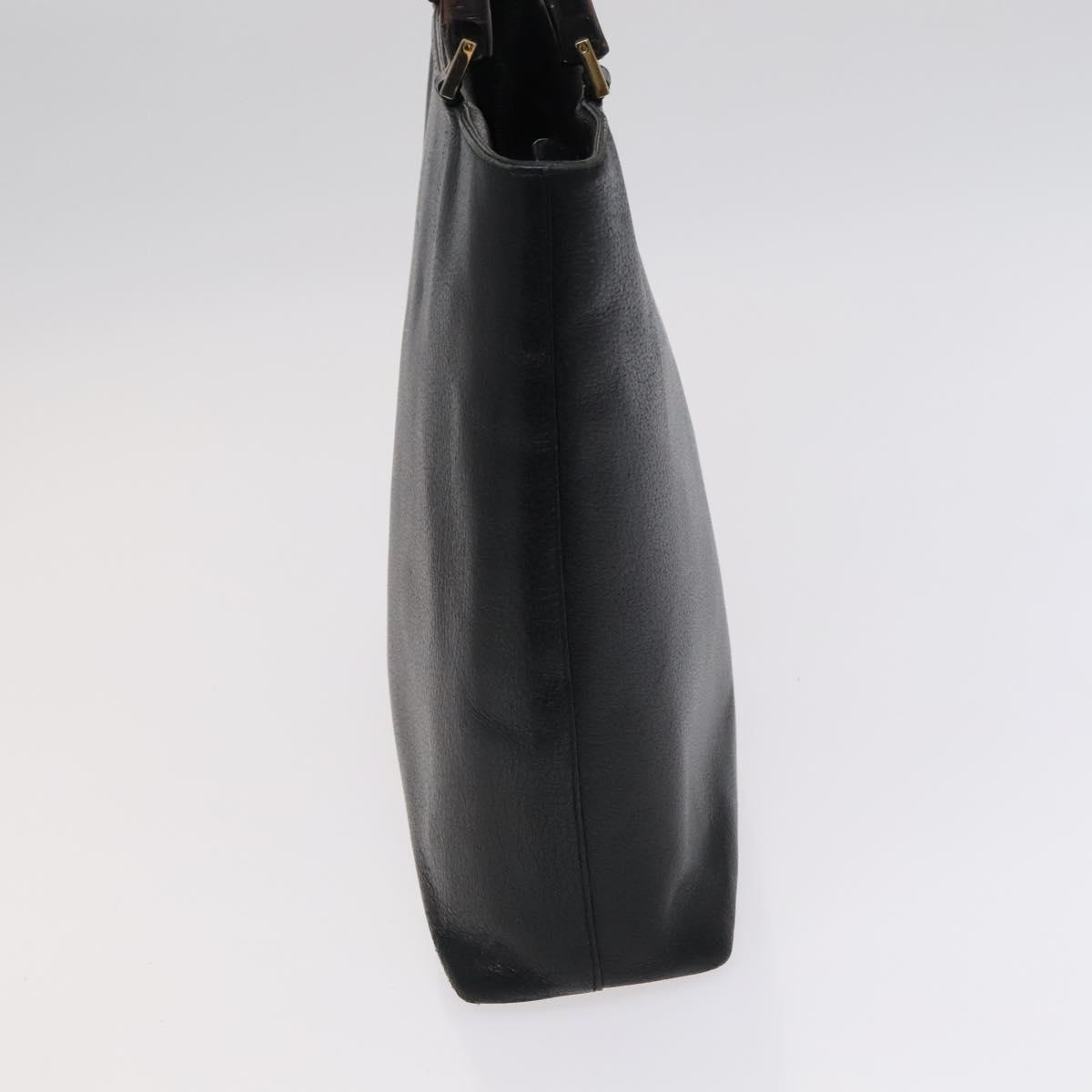 GUCCI Bamboo Hand Bag Leather Black Gold 002 0505 Auth