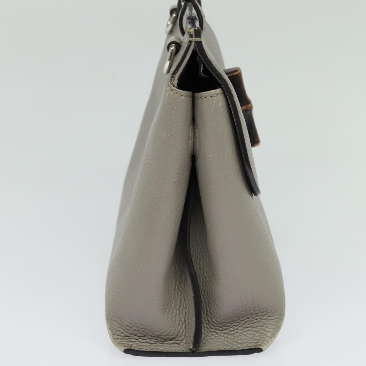 GUCCI Bamboo Daily Hand Bag Leather 2way Gray Silver 370831