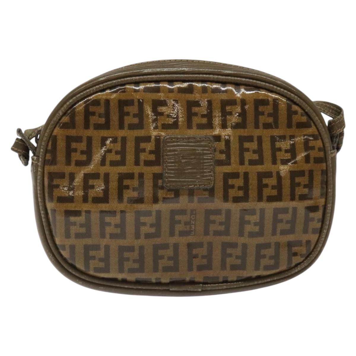 FENDI Zucchino Canvas Shoulder Bag Brown Auth ep8229 | eBay