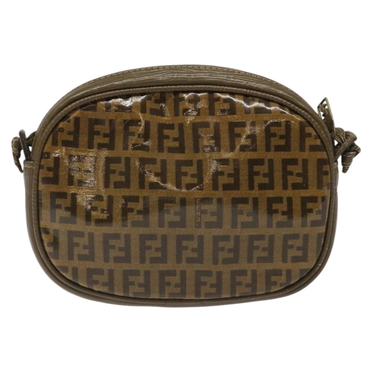 FENDI Zucchino Canvas Shoulder Bag Brown Auth ep8229 | eBay