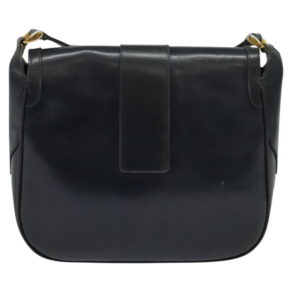 GUCCI Shoulder Bag Leather Black Gold Auth ep8559 | eBay