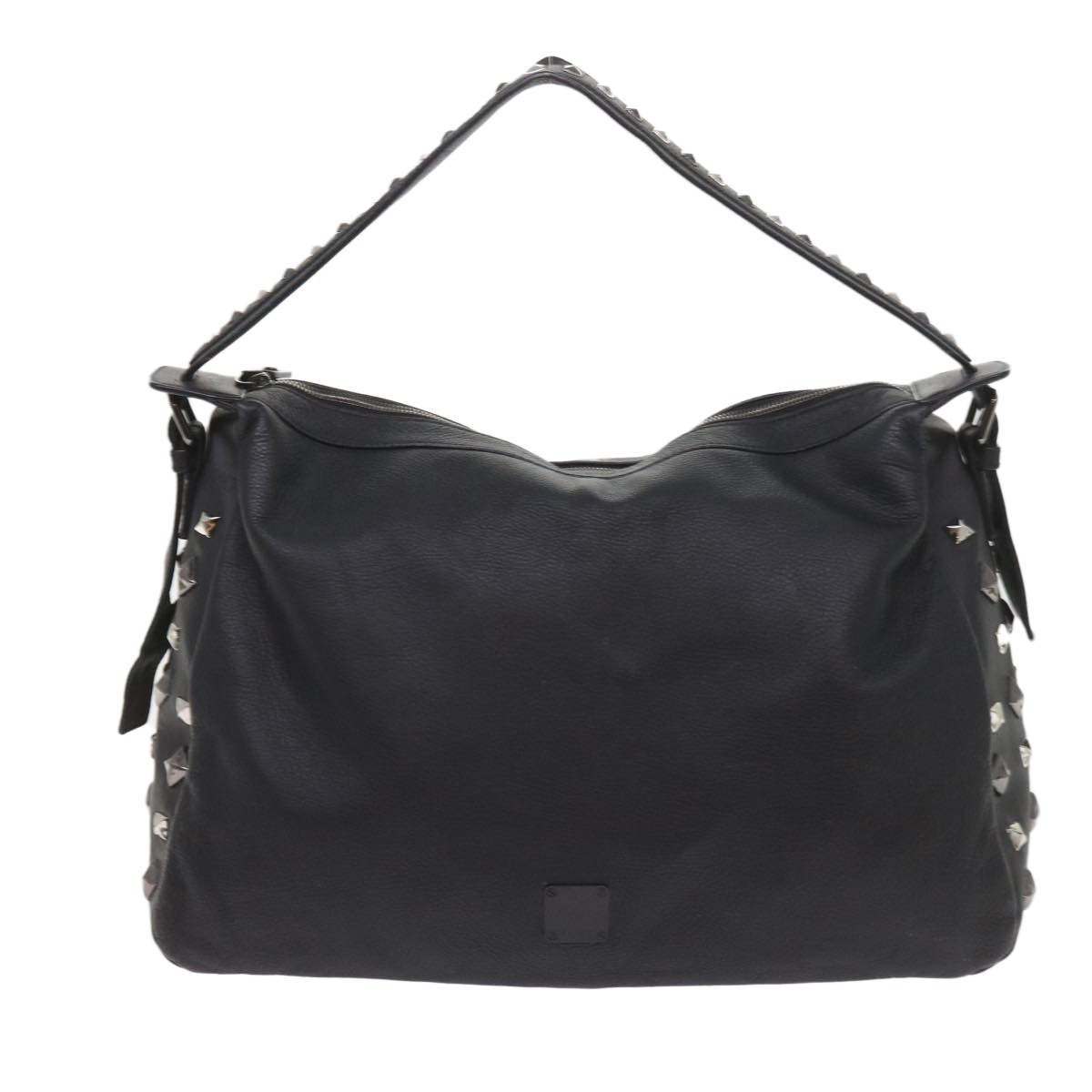 MCM Vicetos Logogram Studs Shoulder Bag PVC Leather Black
