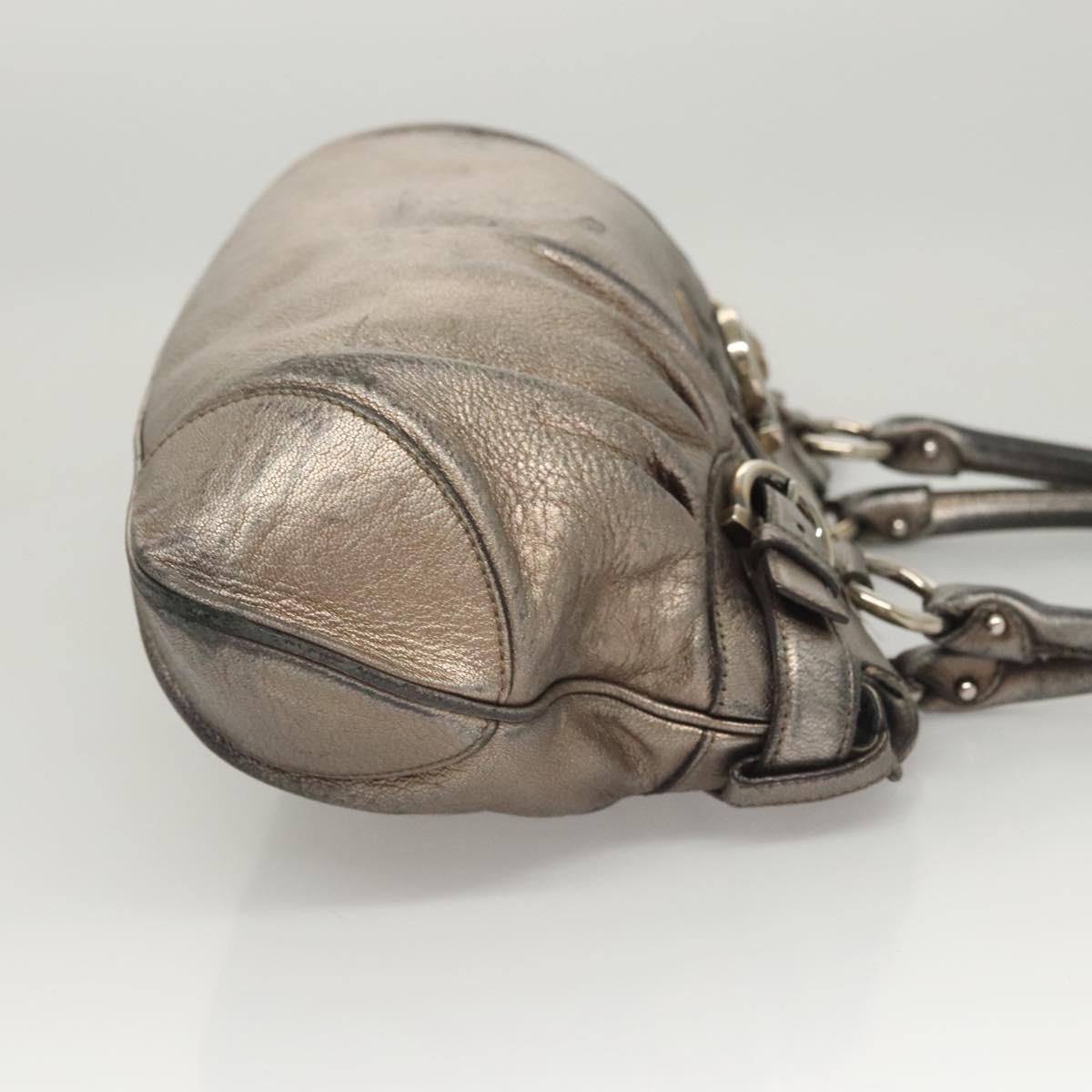 Salvatore Ferragamo Gancini Marissa Shoulder Bag Leather Silver