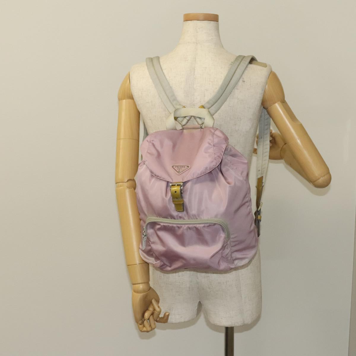 PRADA Backpack Nylon Pink Silver Auth fm4758 | eBay display picture 3