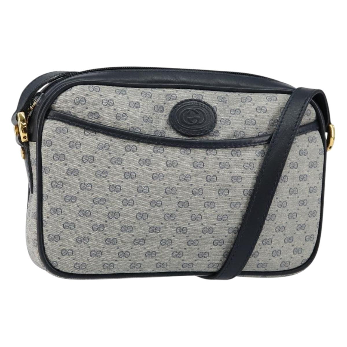 GUCCI Micro GG Supreme Shoulder Bag PVC Navy Gold 007 56 0095 Auth