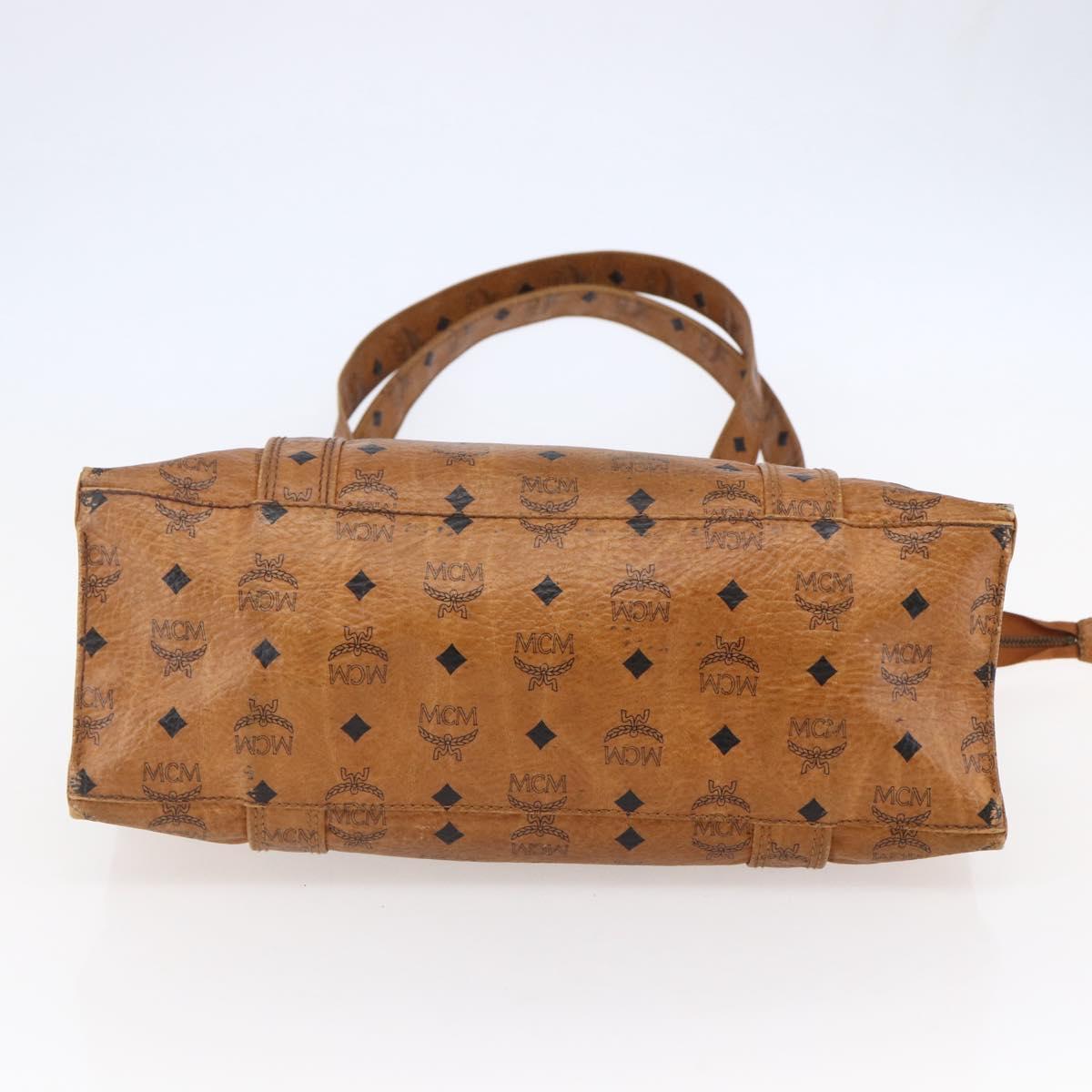 MCM Logogram Vicetos Tote Bag PVC Leather Brown Gold Auth fm4885 
