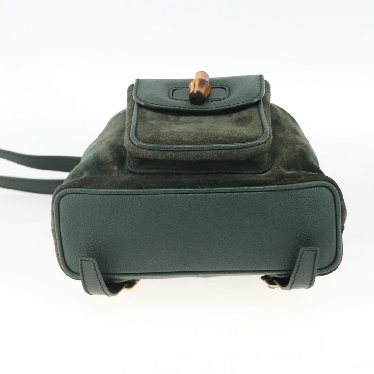 GUCCI Bamboo Backpack Suede Leather Green Gold Auth gh1772 | eBay