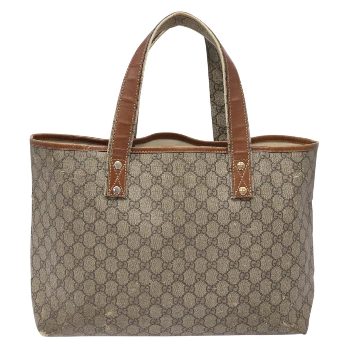 GUCCI GG Supreme Web Sherry Line Tote Bag PVC Beige Red 211134