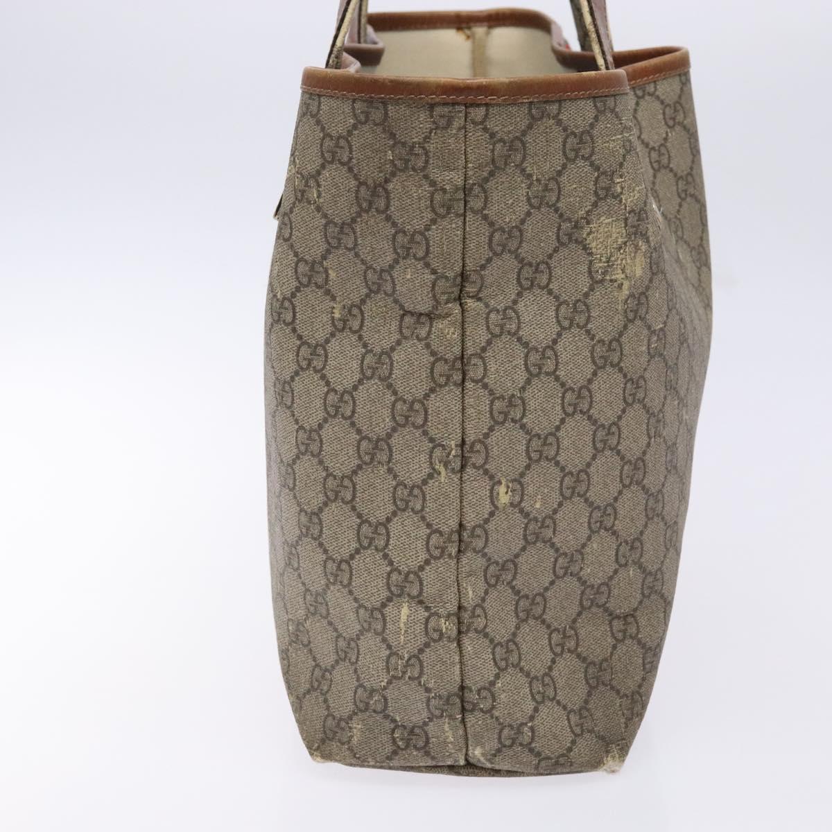 GUCCI GG Supreme Web Sherry Line Tote Bag PVC Beige Red 211134