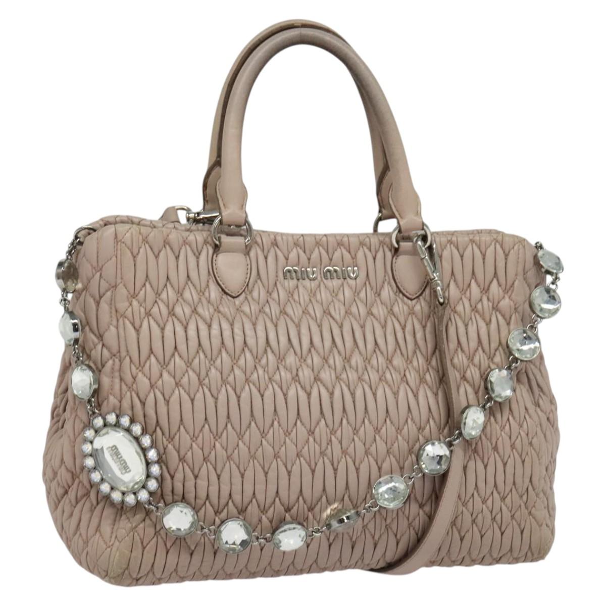 Miu Miu Matelasse Hand Bag Leather 2way Pink Silver Auth gh653 | eBay