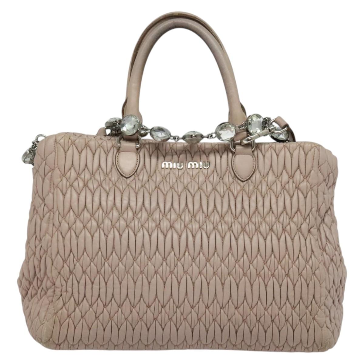 Miu Miu Matelasse Hand Bag Leather 2way Pink Silver Auth gh653 | eBay