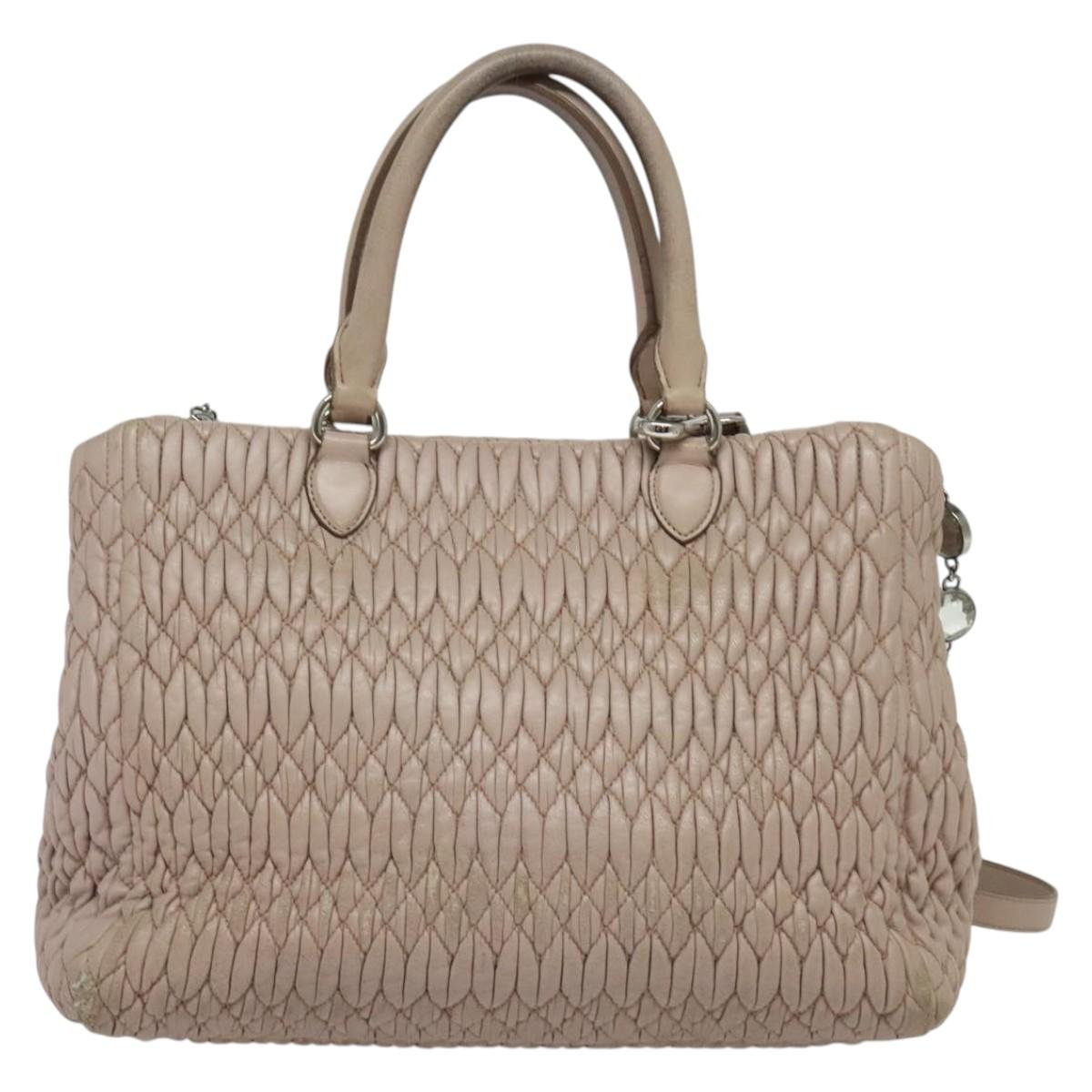 Miu Miu Matelasse Hand Bag Leather 2way Pink Silver Auth gh653 | eBay