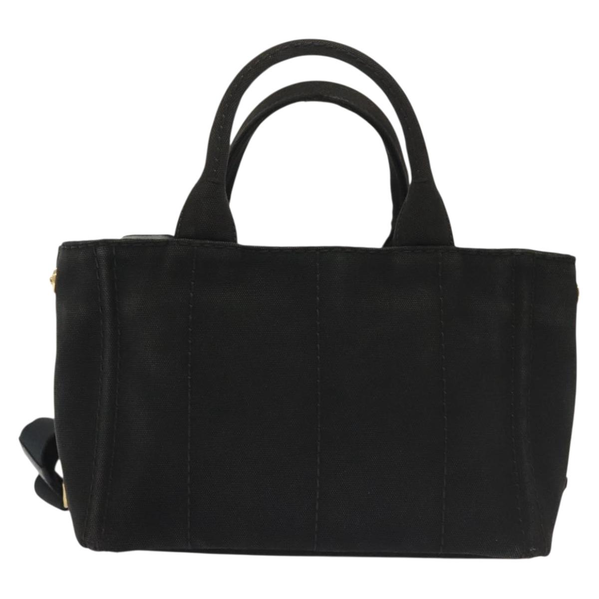 PRADA Canapa PM Hand Bag Canvas 2way Black Gold Auth gh658 | eBay