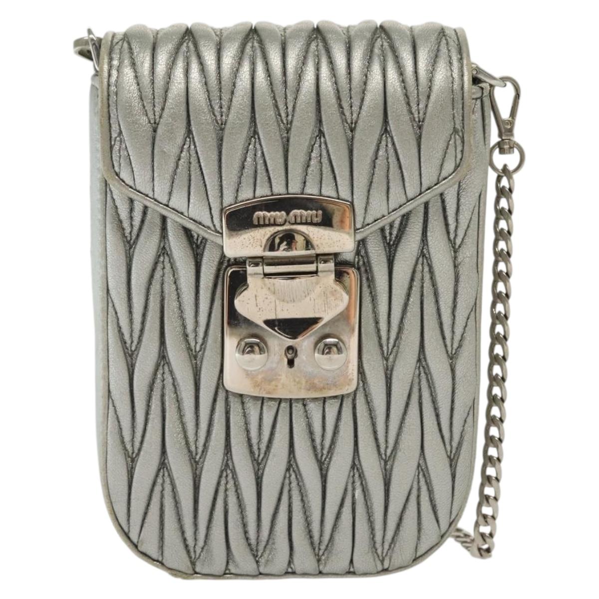 miu miu シルバー　ミニバッグ Silver Arcadie Matelassé Nappa Leather Mini-bag | Miu Miu - United