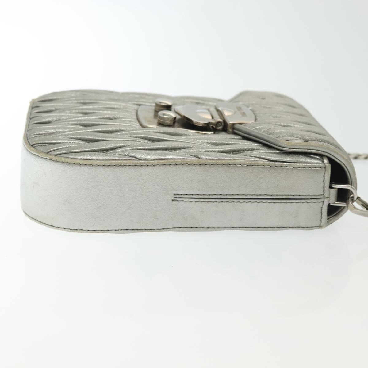 Miu Miu Matelasse Chain Shoulder Bag Leather Silver Auth gh730 | eBay