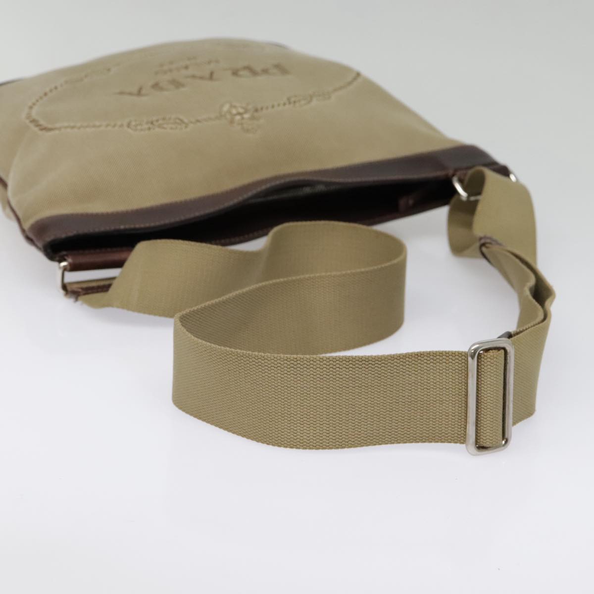 PRADA Shoulder Bag Canvas Beige Auth hk1672 | eBay