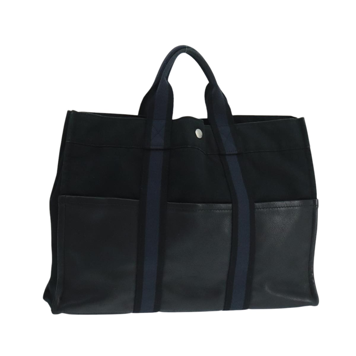 HERMES Fourre Tout MM Tote Bag Canvas Black Auth hk1950